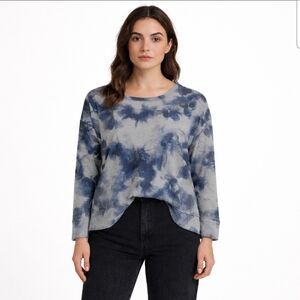 Christopher & Banks Blue and Gray Floral Sweatshirt Sz PXL